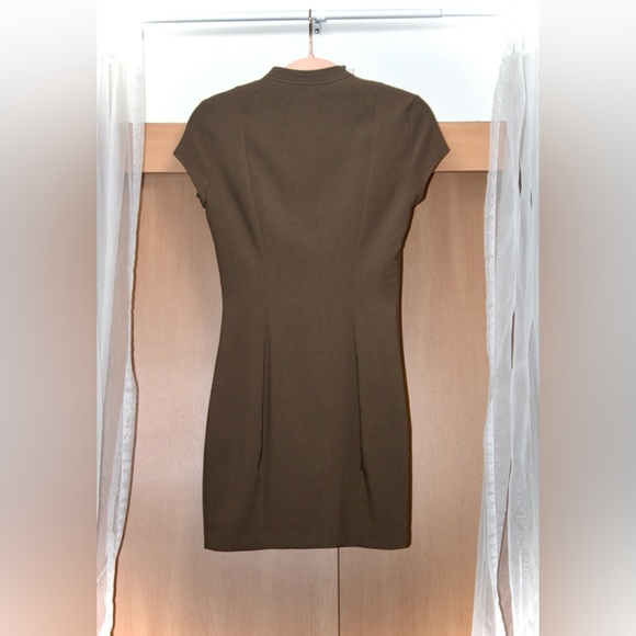 Zara Pocket Mini Dress-- Dark Khaki - Picture 3 of 9